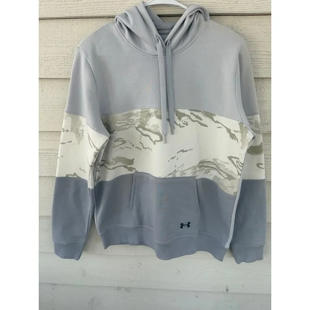 Under Armour Colorblock Hoodie Medium | Blue Gray Camo Athletic Pullover - Picture 2 of 7